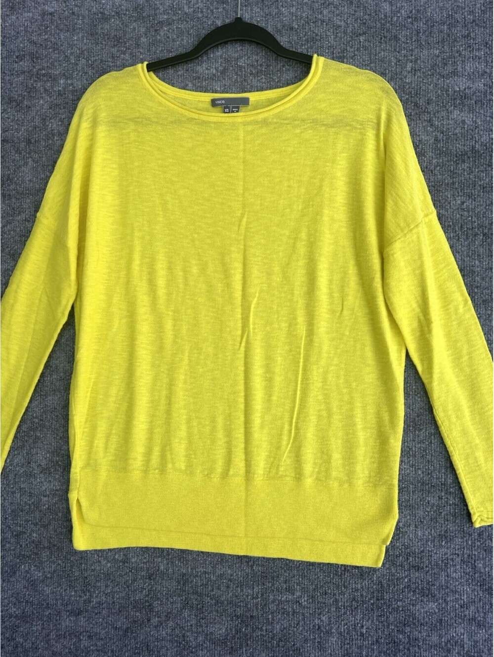 Vince. Women’s XS Long Sleeve Bright Yellow Scoop Neck Cotton Shirt.